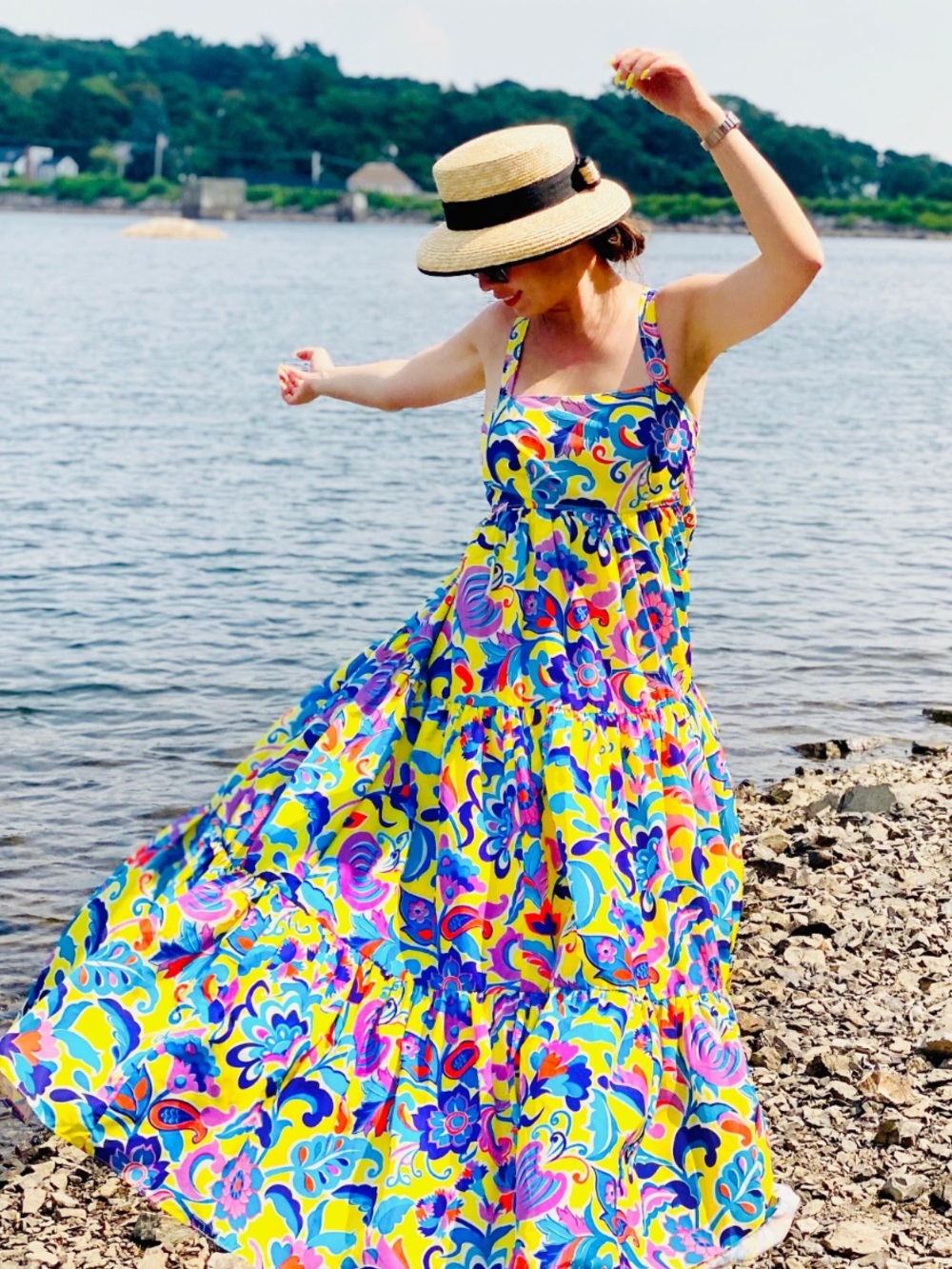 J. Crew Bright Floral Yellow Blue Pink Maxi Dress